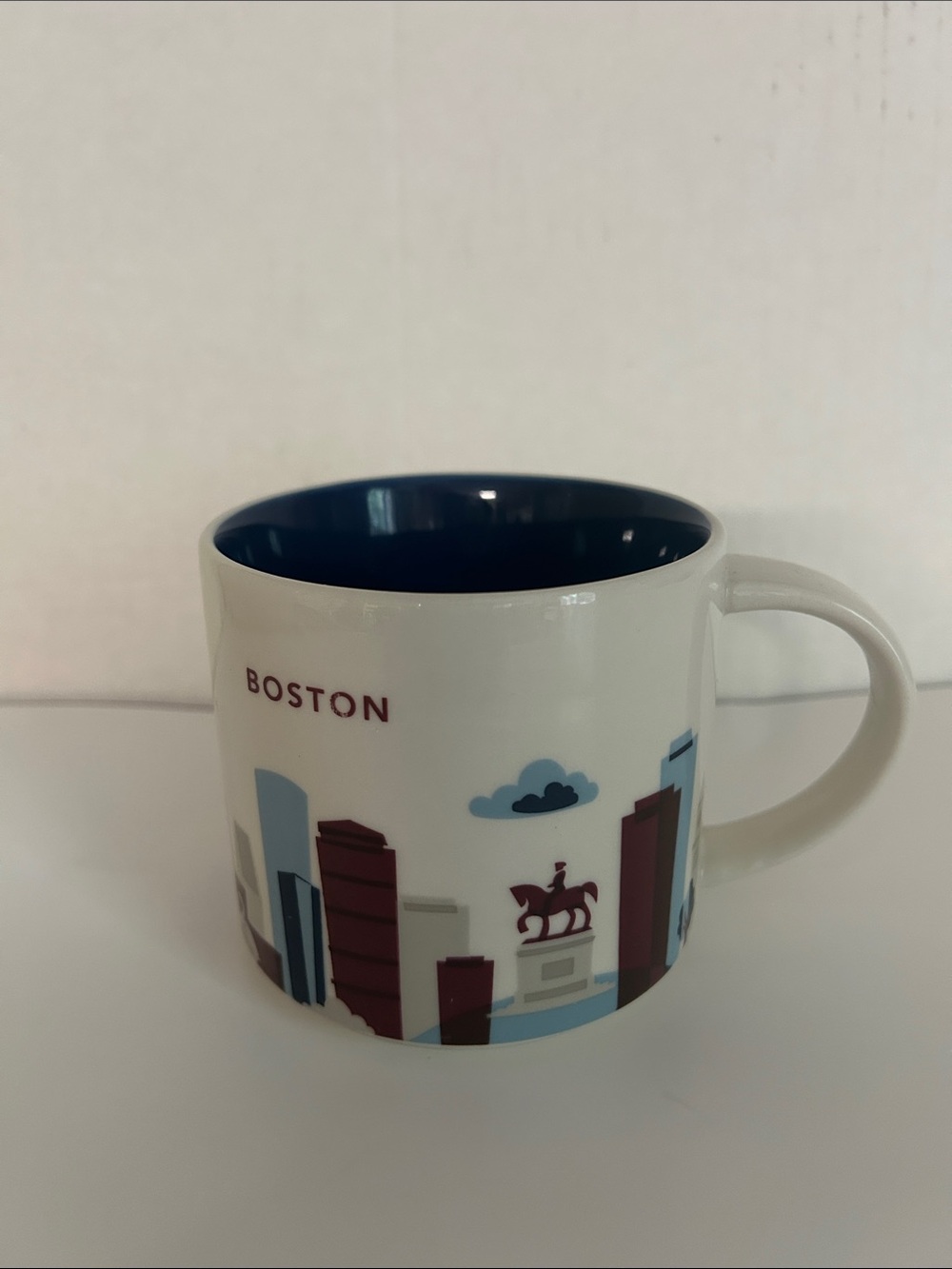 Starbucks Boston Skyline Mug - White Exterior with Navy Interior